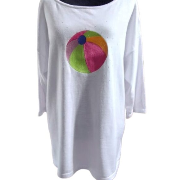 Bua/Bua Lightweight Beach Ball 100% Cotton Women's Sweeter Rhinestone Size L NWT - Picture 5 of 9